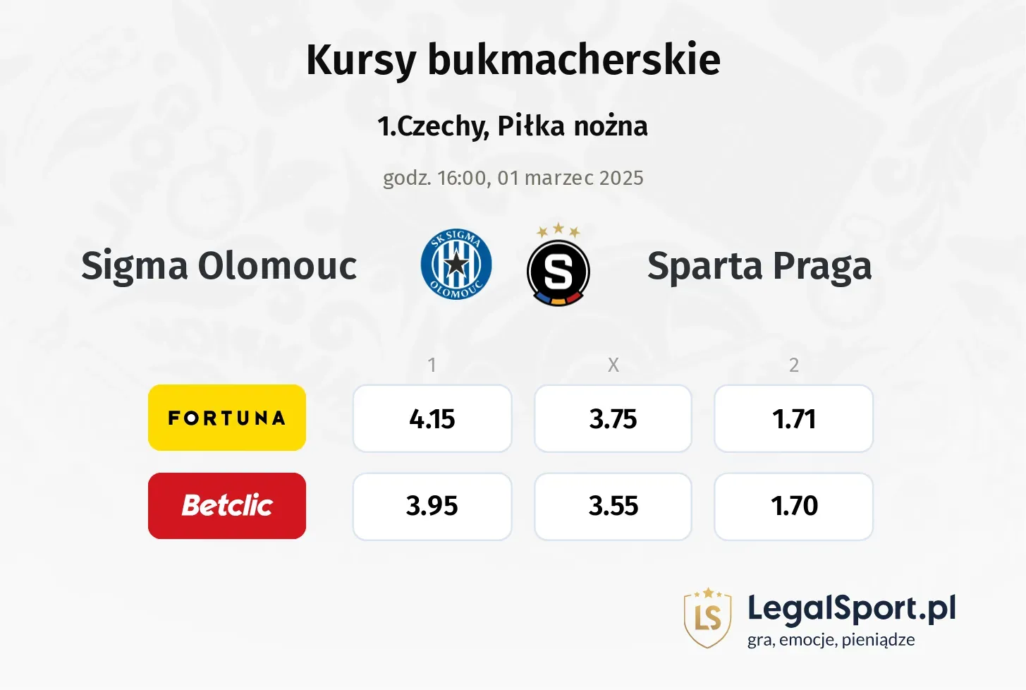 Sigma Olomouc - Sparta Praga promocje bonusy na mecz