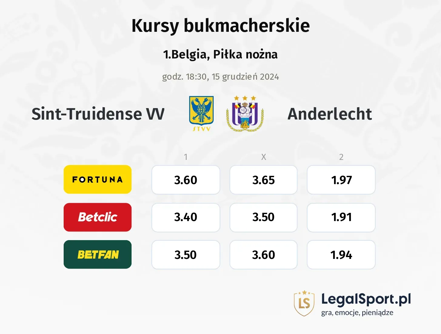 Sint-Truidense VV - Anderlecht promocje bonusy na mecz