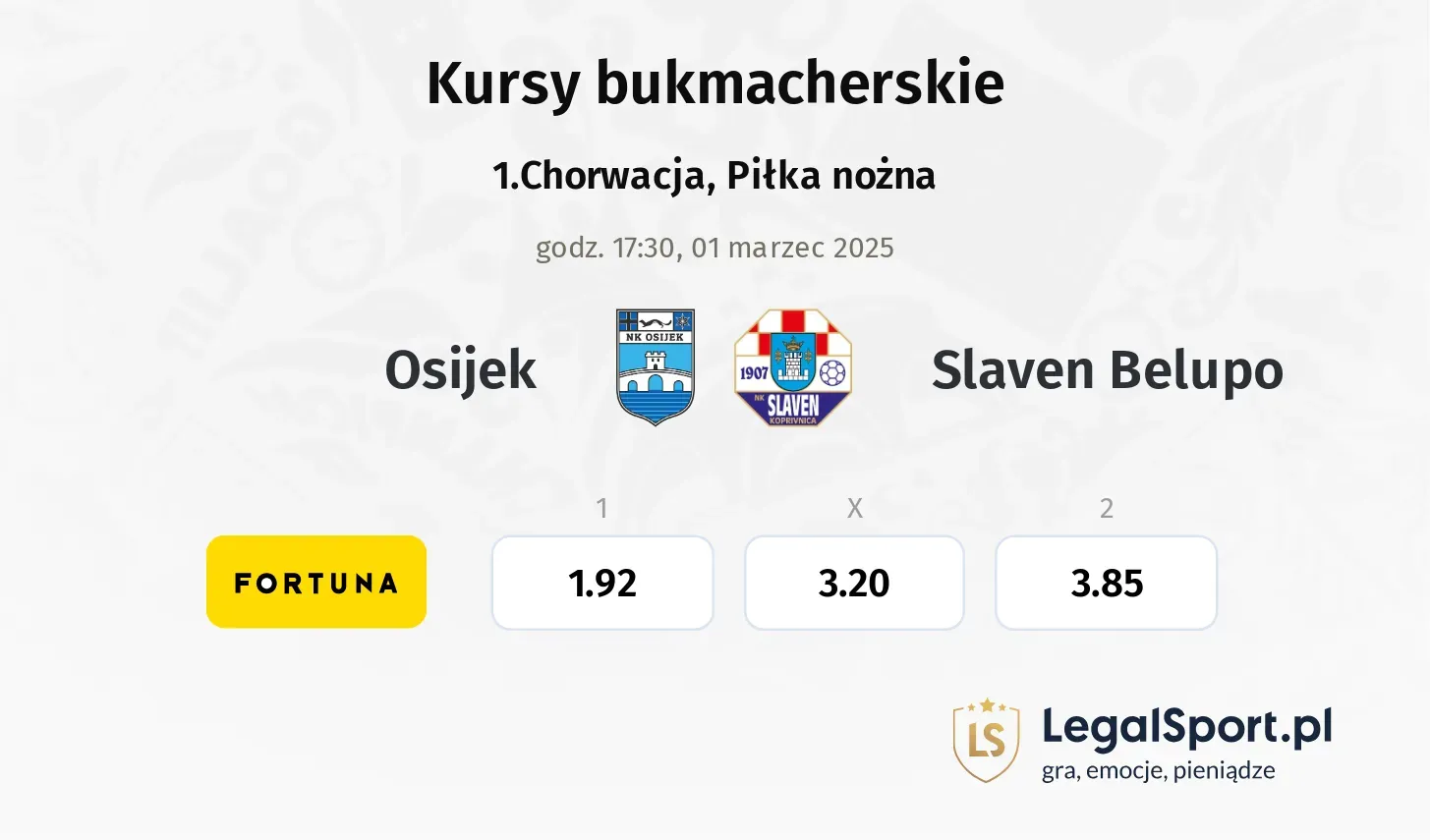 Slaven Belupo - Osijek promocje bonusy na mecz