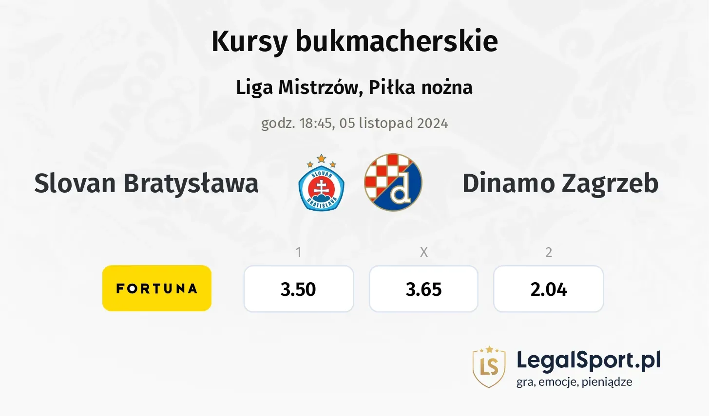 Slovan Bratysława - Dinamo Zagrzeb promocje bonusy na mecz