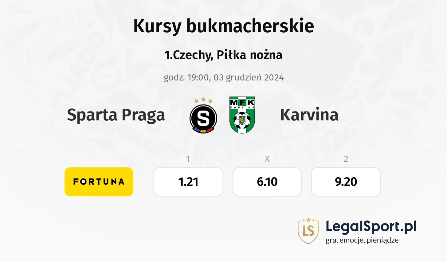 Sparta Praga - Karvina promocje bonusy na mecz