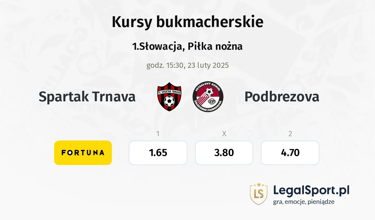 Spartak Trnava - Podbrezova promocje bonusy na mecz