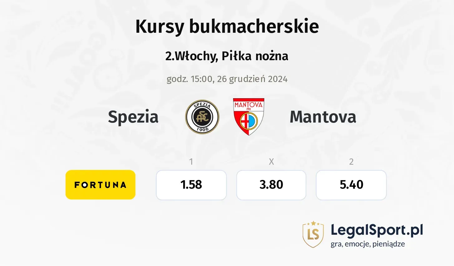 Spezia - Mantova typy, kursy