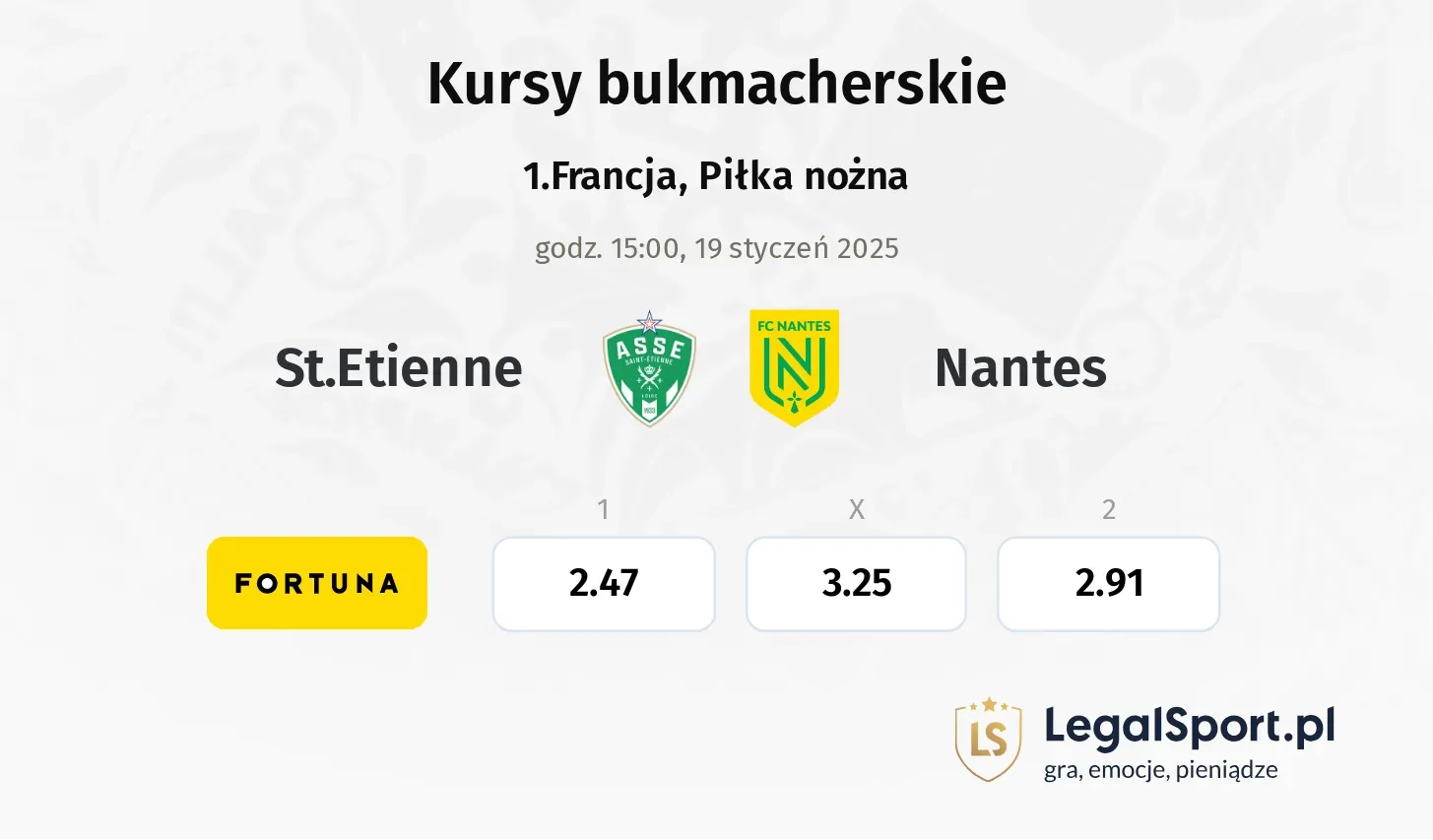 St.Etienne - Nantes promocje bonusy na mecz