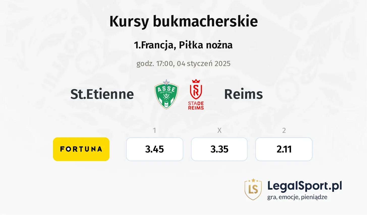 St.Etienne - Reims typy, kursy