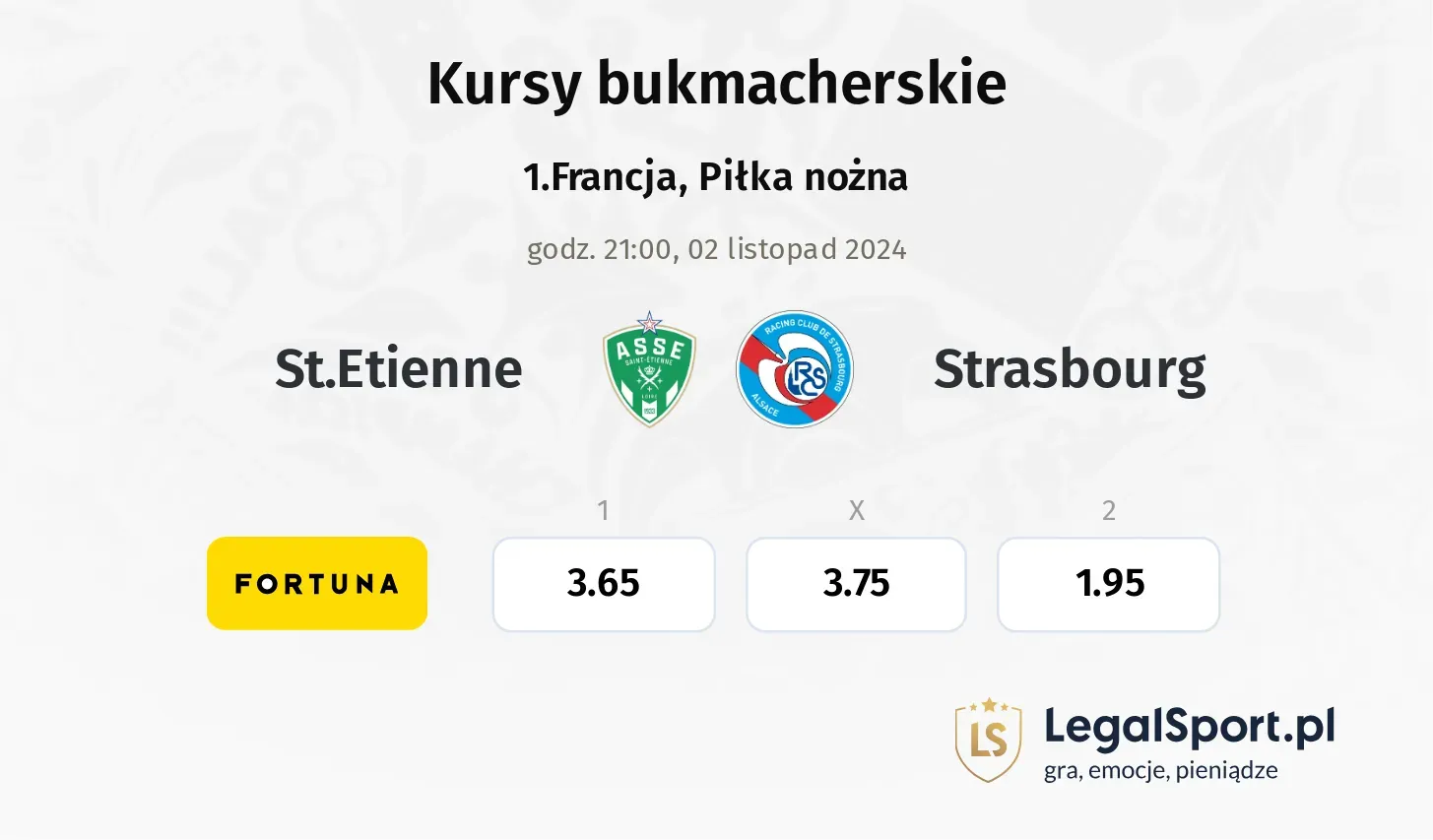 St.Etienne - Strasbourg promocje bonusy na mecz