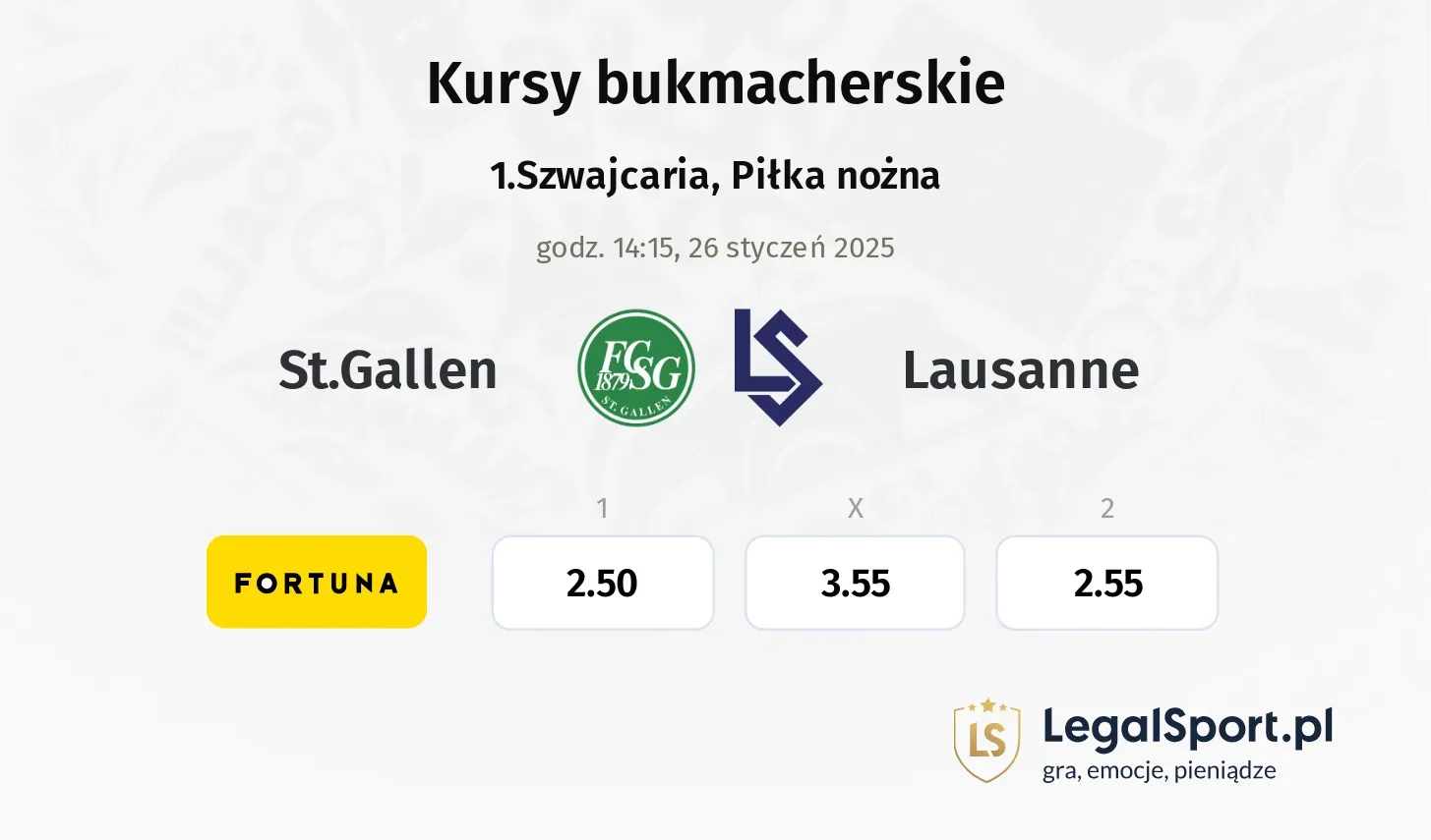 St.Gallen - Lausanne typy, kursy