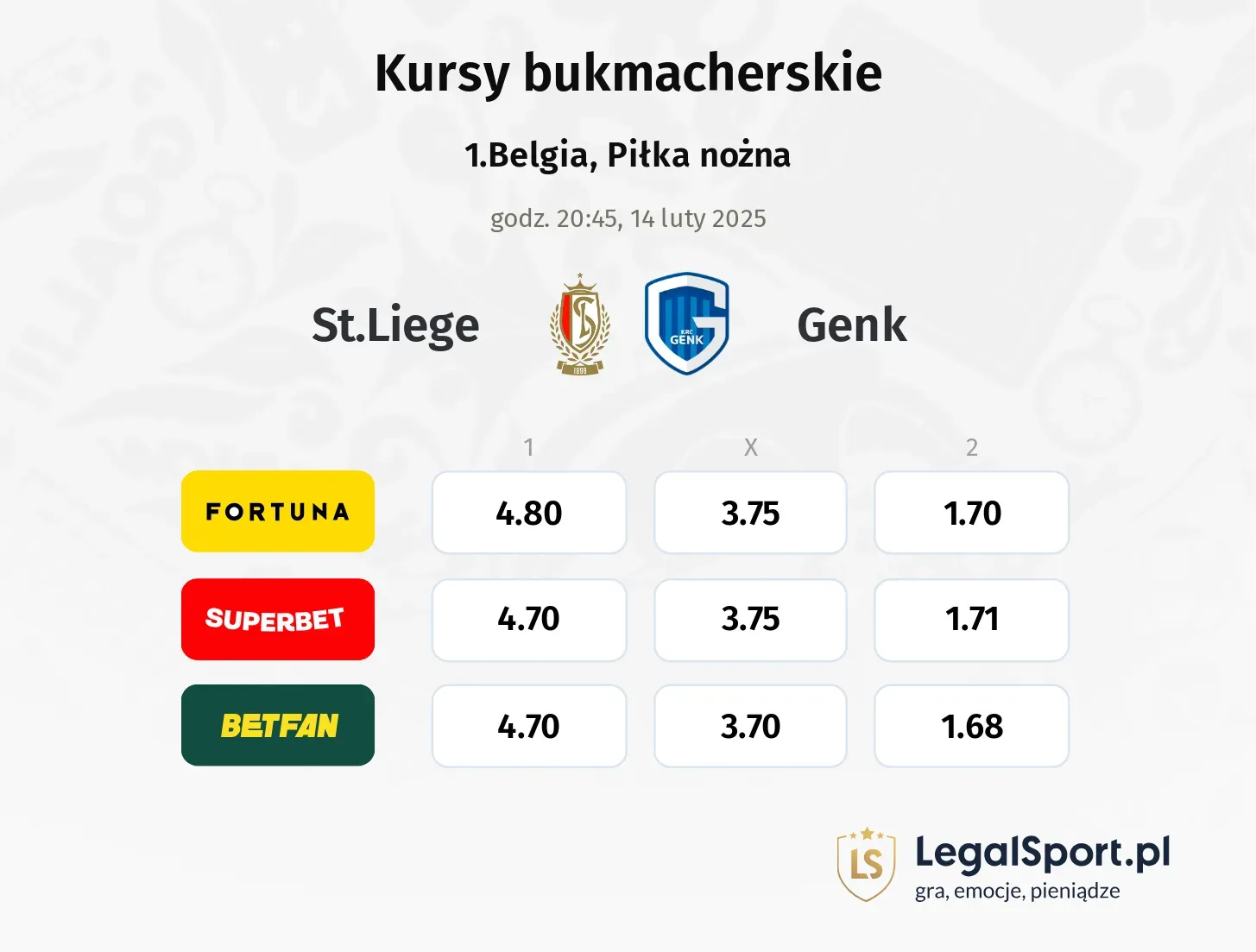 St.Liege - Genk promocje bonusy na mecz