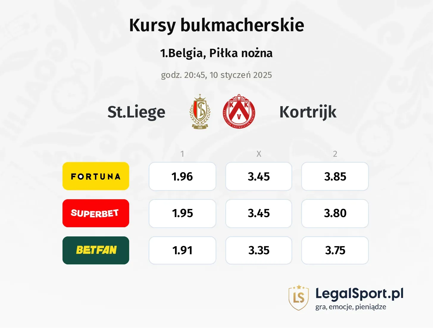 St.Liege - Kortrijk promocje bonusy na mecz