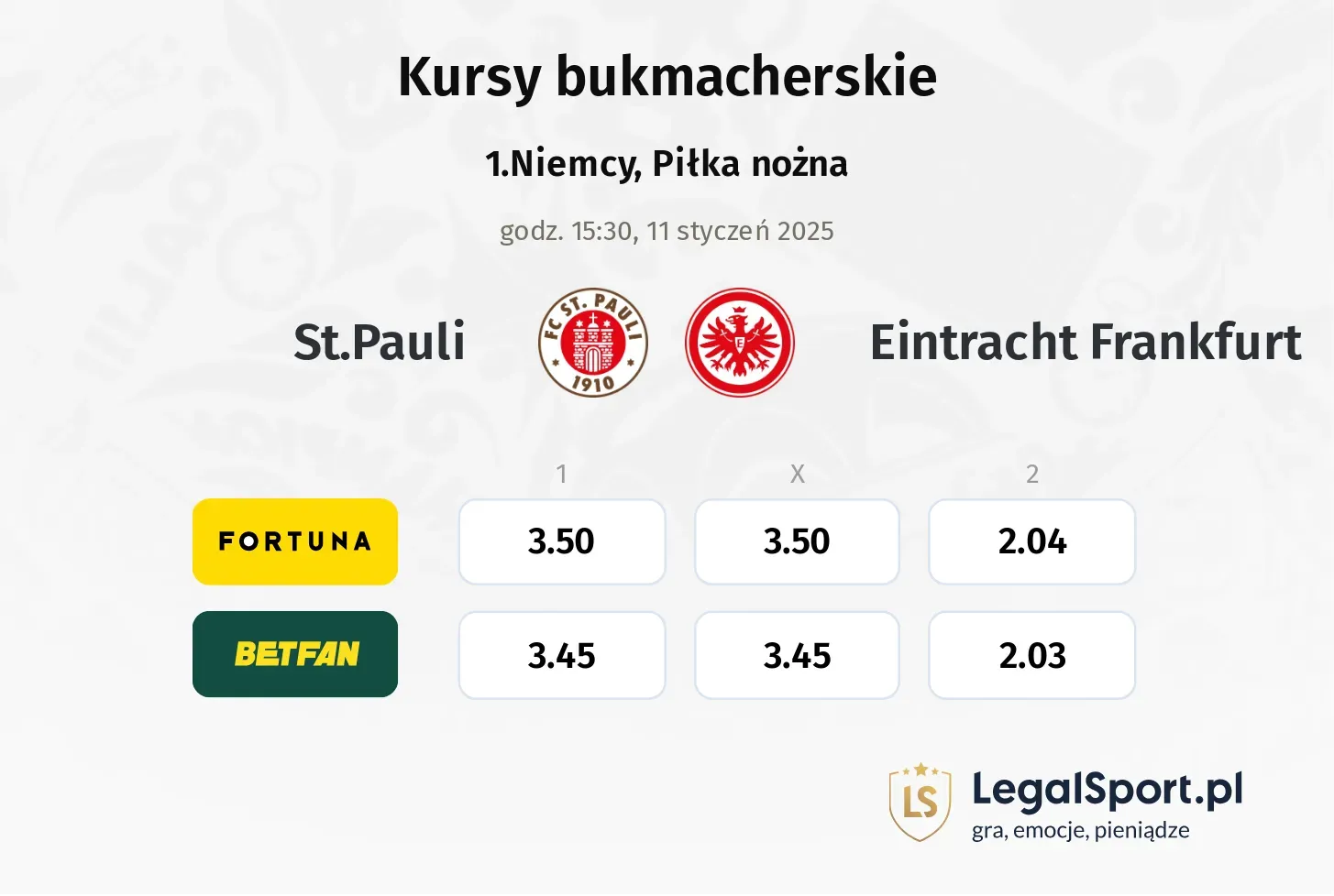 St.Pauli - Eintracht Frankfurt promocje bonusy na mecz