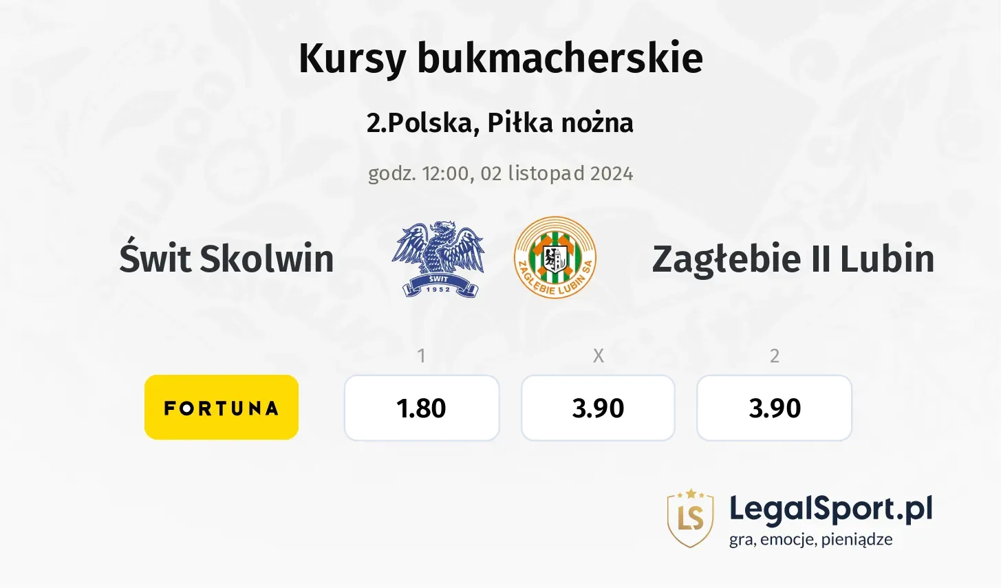 Świt Skolwin - Zagłebie II Lubin promocje bonusy na mecz