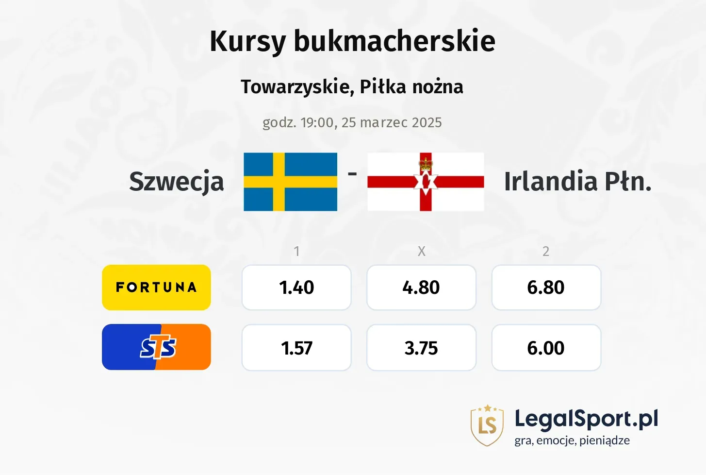 Szwecja - Irlandia Płn. promocje bonusy na mecz