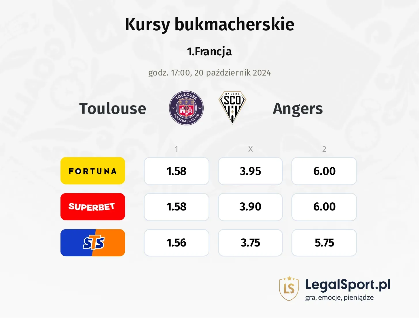 Toulouse - Angers promocje bonusy na mecz