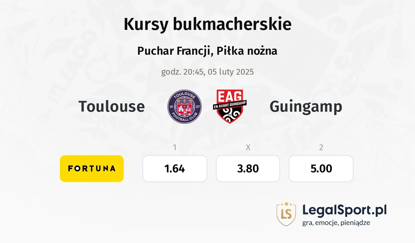 Toulouse - Guingamp typy, kursy