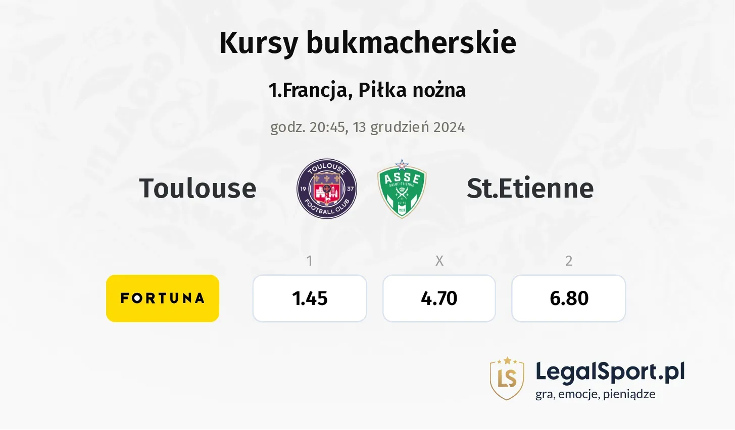 Toulouse - St.Etienne typy, kursy