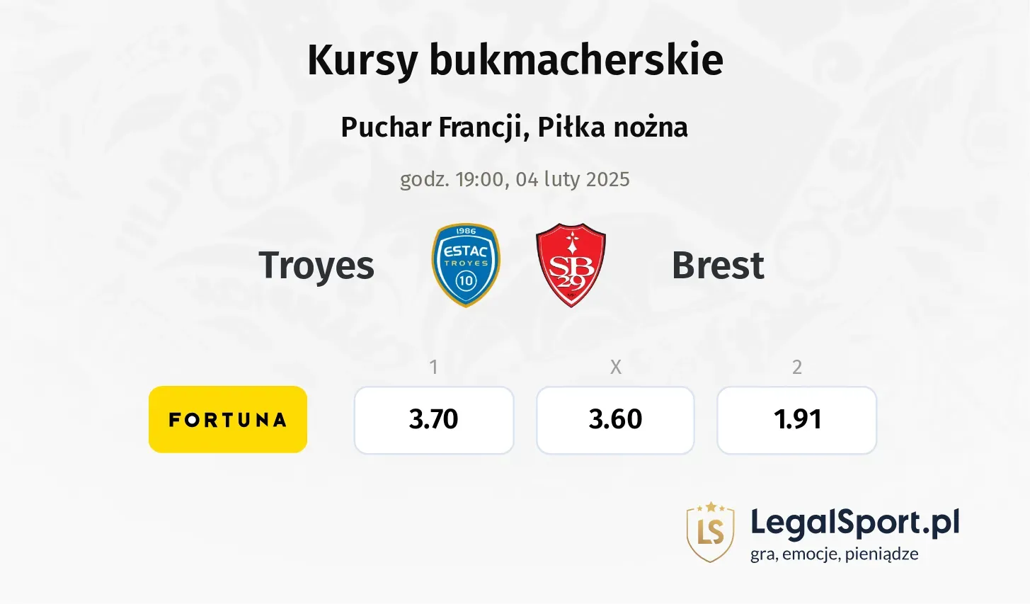 Troyes - Brest typy, kursy