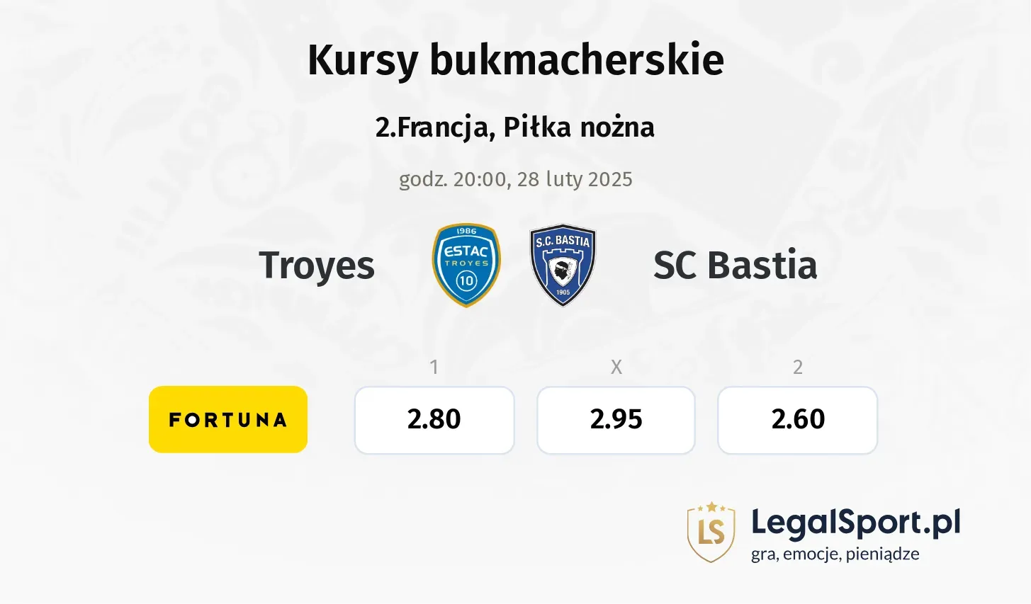 Troyes - SC Bastia typy, kursy