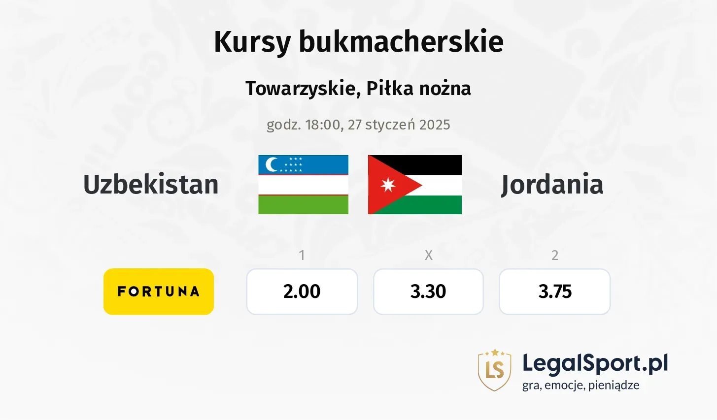 Uzbekistan - Jordania promocje bonusy na mecz