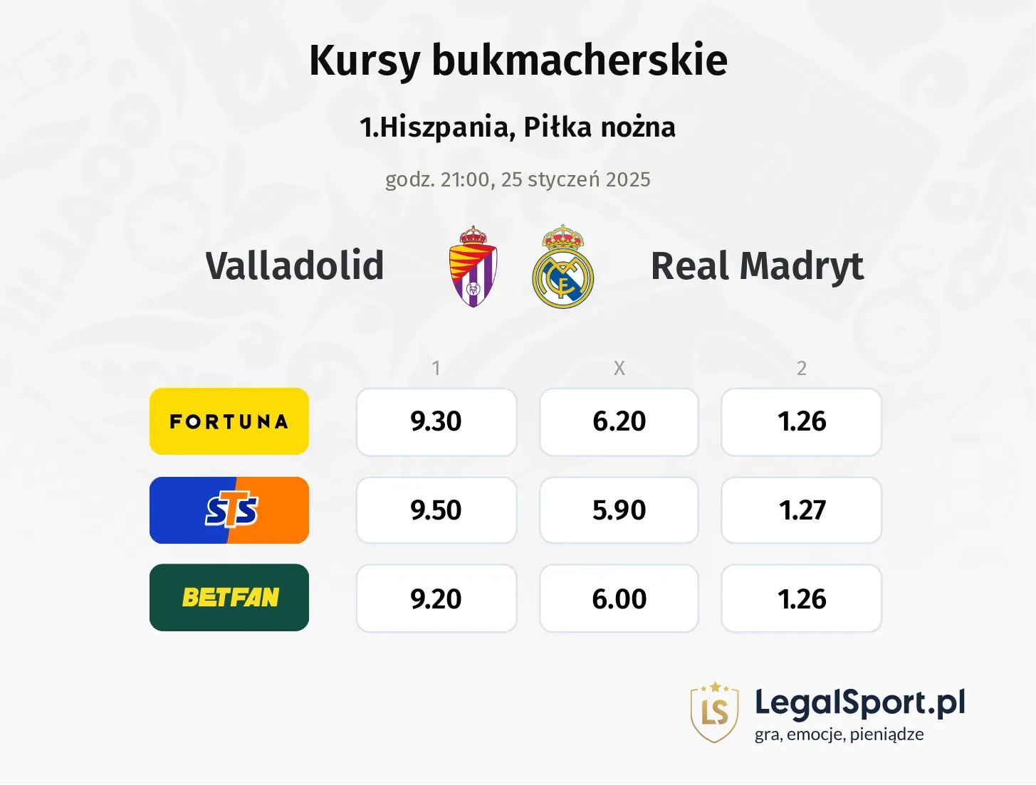 Valladolid - Real Madryt promocje bonusy na mecz