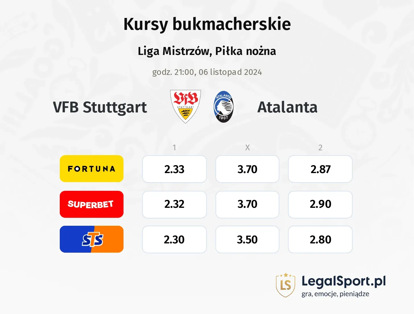 VFB Stuttgart - Atalanta promocje bonusy na mecz