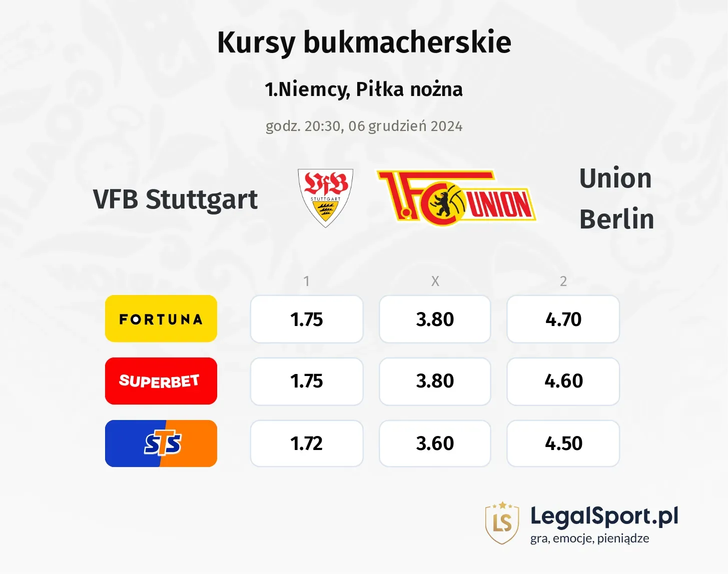 VFB Stuttgart - Union Berlin promocje bonusy na mecz