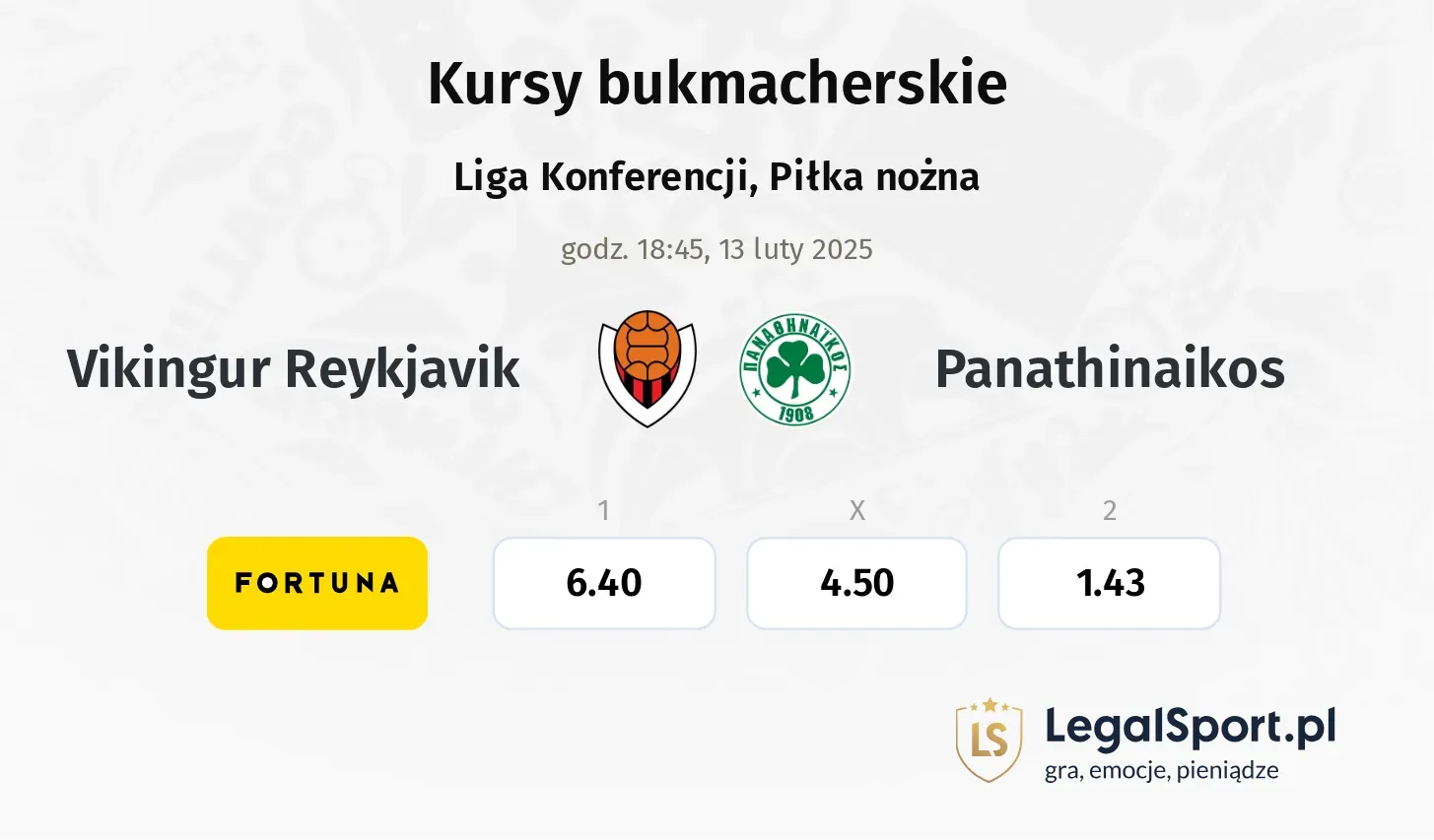 Vikingur Reykjavik - Panathinaikos promocje bonusy na mecz