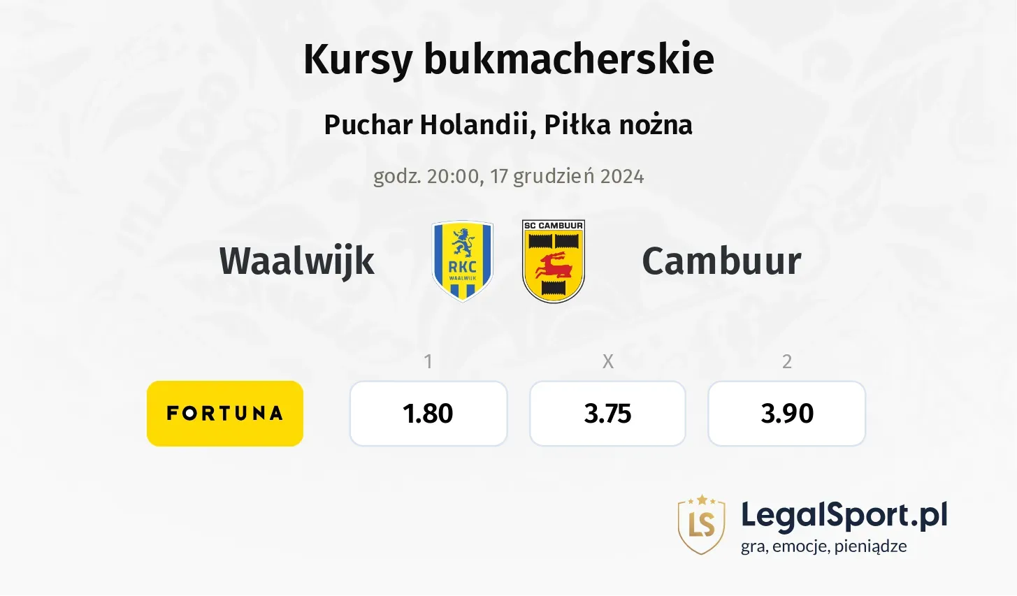 Waalwijk - Cambuur typy, kursy