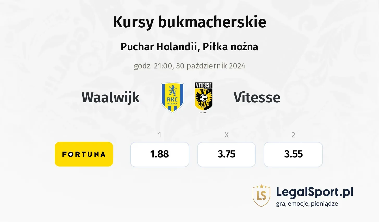 Waalwijk - Vitesse typy, kursy 30.10, godz. 21:00