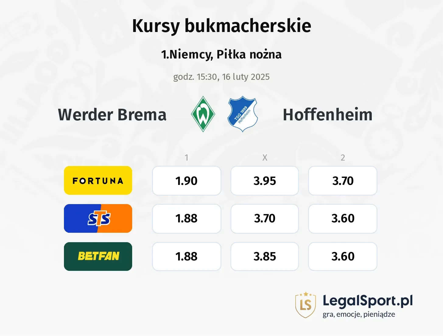 Werder Brema - Hoffenheim promocje bonusy na mecz