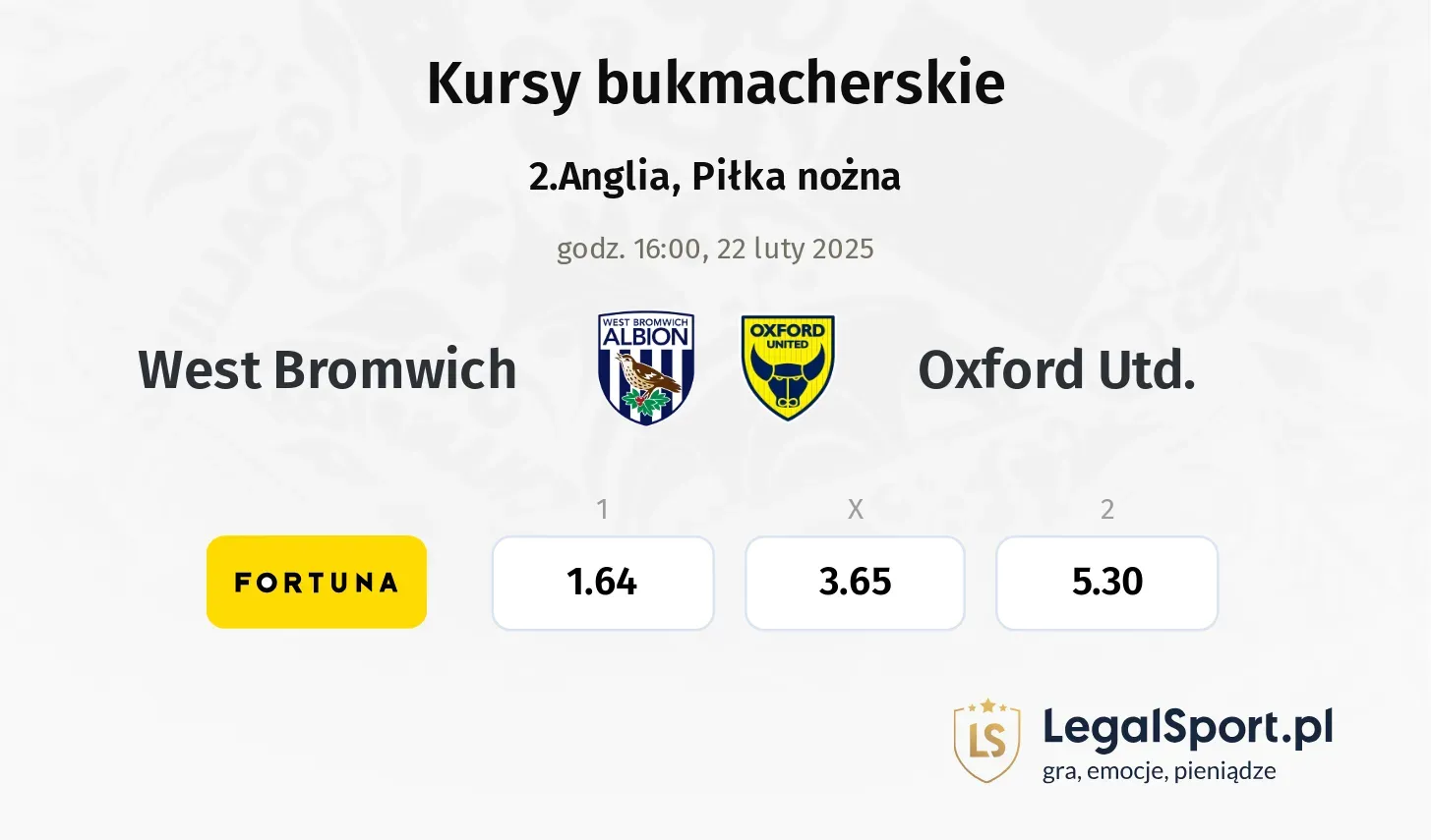 West Bromwich - Oxford Utd. typy, kursy