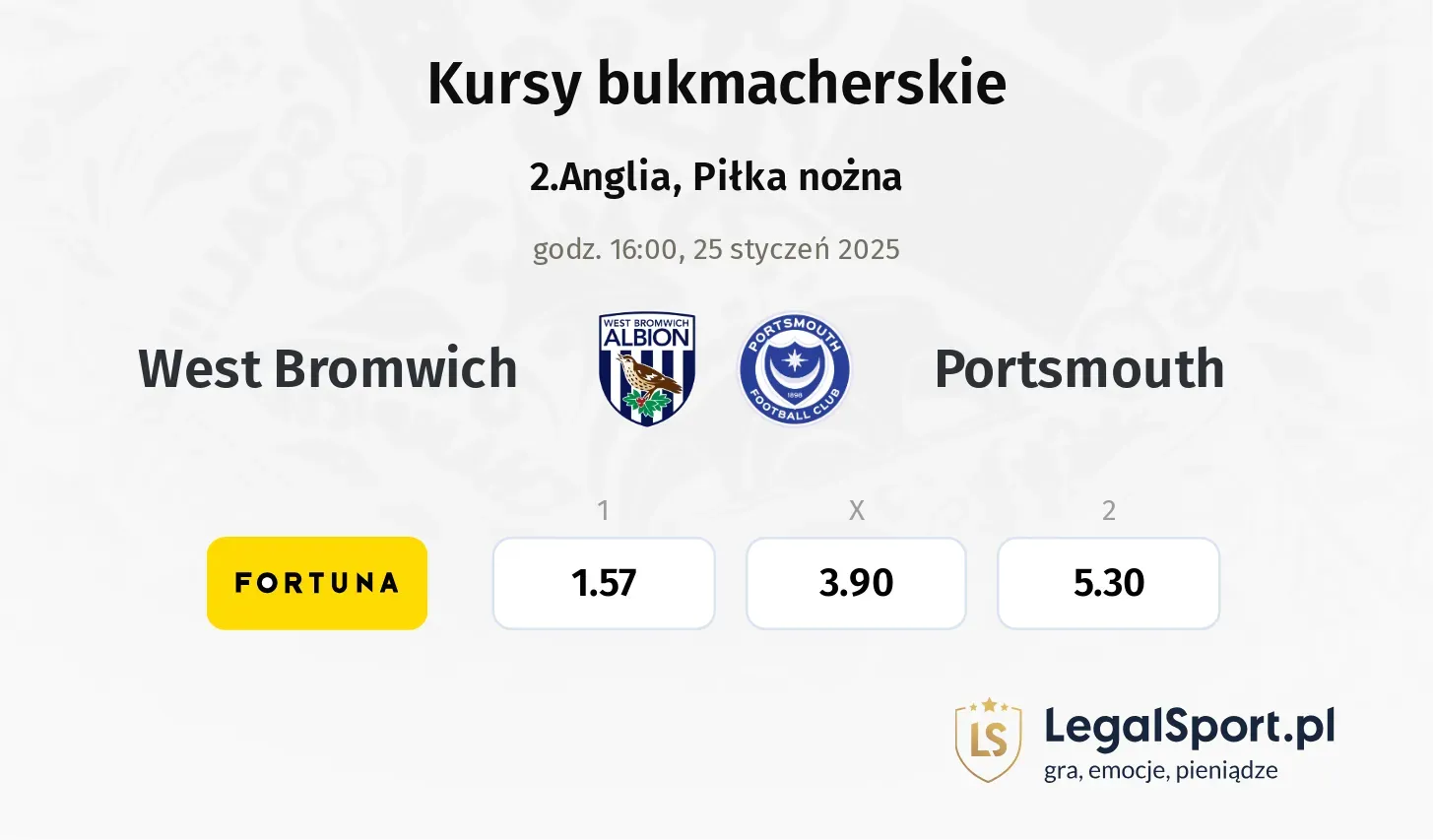 West Bromwich - Portsmouth promocje bonusy na mecz