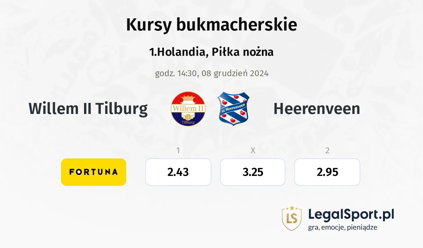 Willem II Tilburg - Heerenveen promocje bonusy na mecz