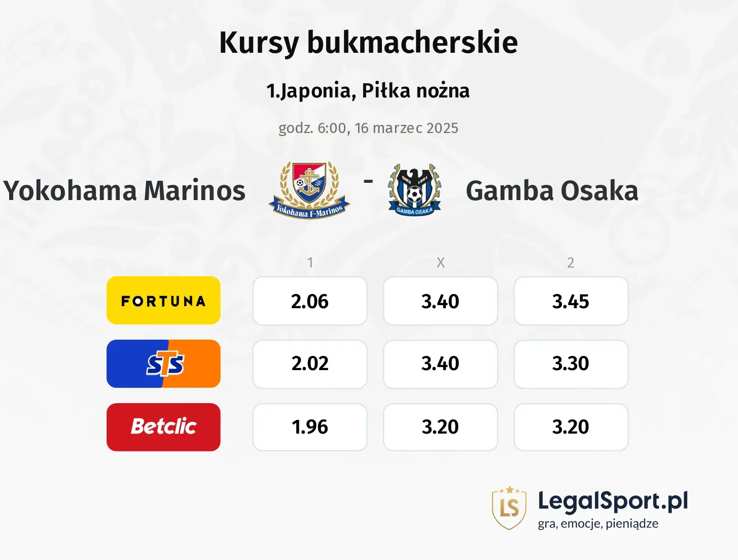 Yokohama Marinos - Gamba Osaka promocje bonusy na mecz