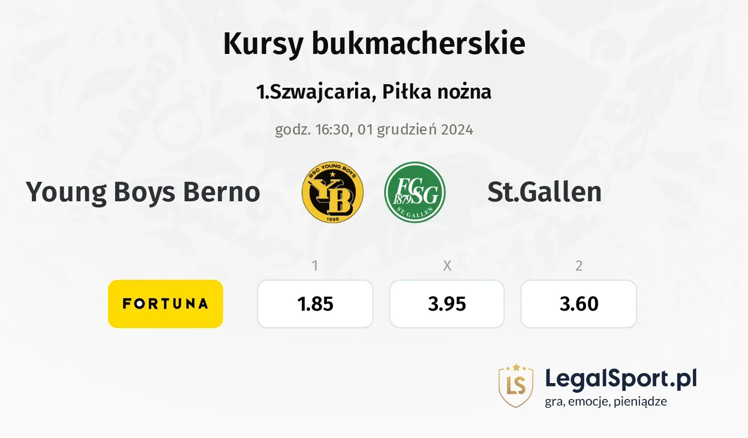 Young Boys Berno - St.Gallen typy, kursy