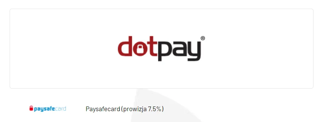 Przy wpłacie PSC przez DotPay w TOTALbet pobierana jest prowizja 7,5%
