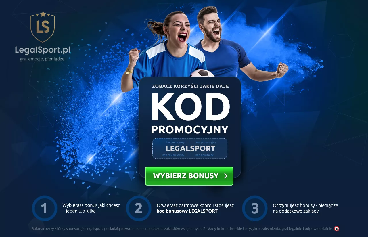 Bonusy kod promocyjny do wszystkich legalnych polskich bukmacherów internetowych