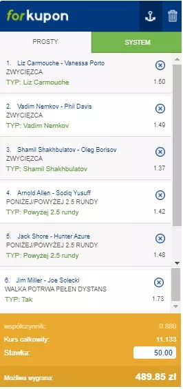 Kupon online na mieszane sztuki walki w forBET