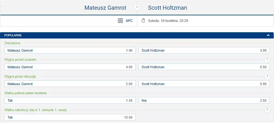 MMA w forBET online - typy na czas walki