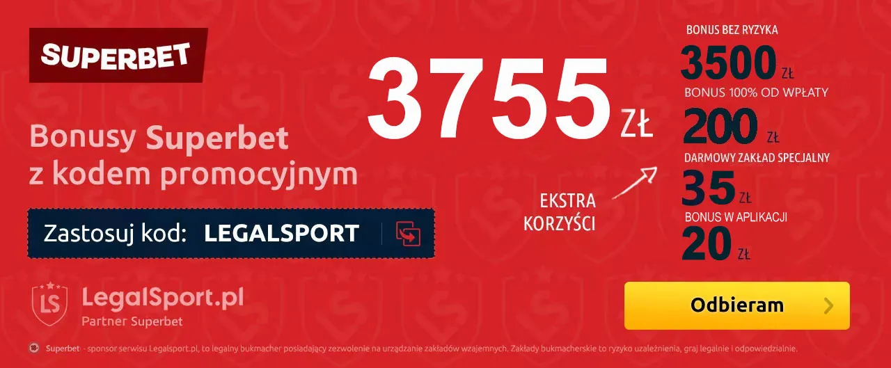 Superbet Online - najlepsza promocja na start tylko z kodem LEGALSPORT