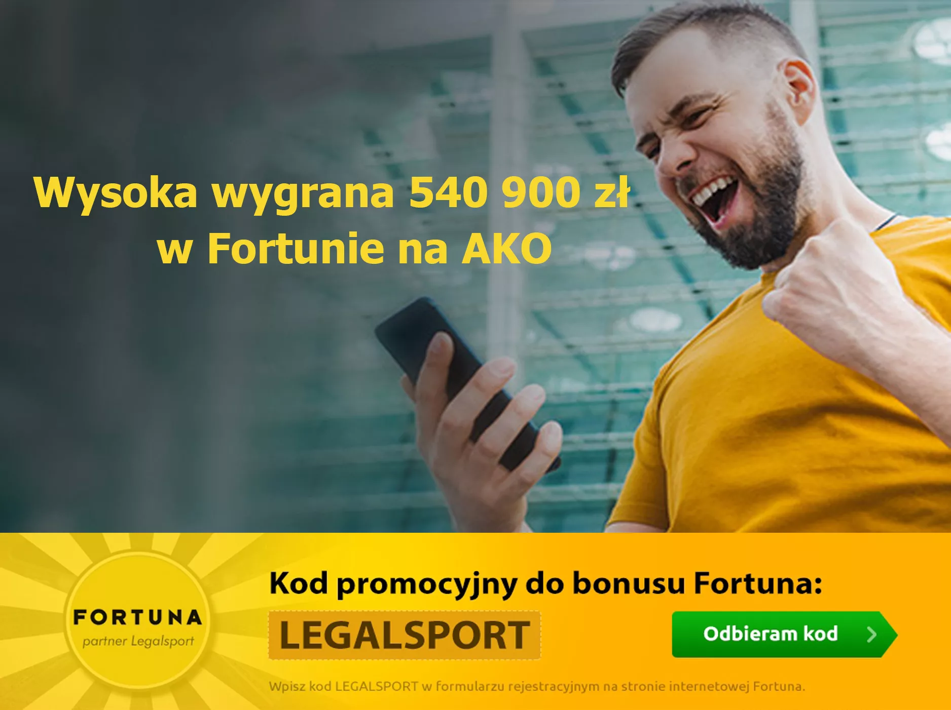 Wygrana ponad 500 000 zł w Fortuna Zakłady Bukmacherskie. Szczęśliwa wygrana na kuponie AKO
